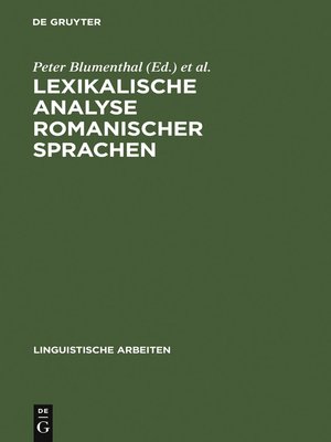 cover image of Lexikalische Analyse romanischer Sprachen